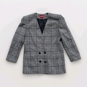 Vintage Double Breasted Blazer Houndstooth,  Plaid  Sasson L